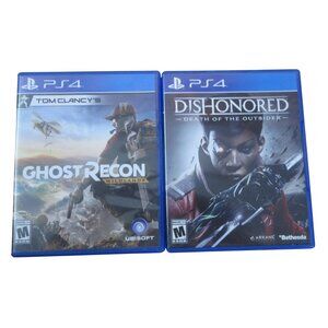 LOT of 2 PS4 Action Games - Dishonored Death of the Outsider - Ghost Recon